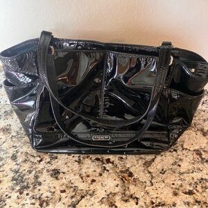 Coach Carrie Park Signature Patent Leather
Tote Black